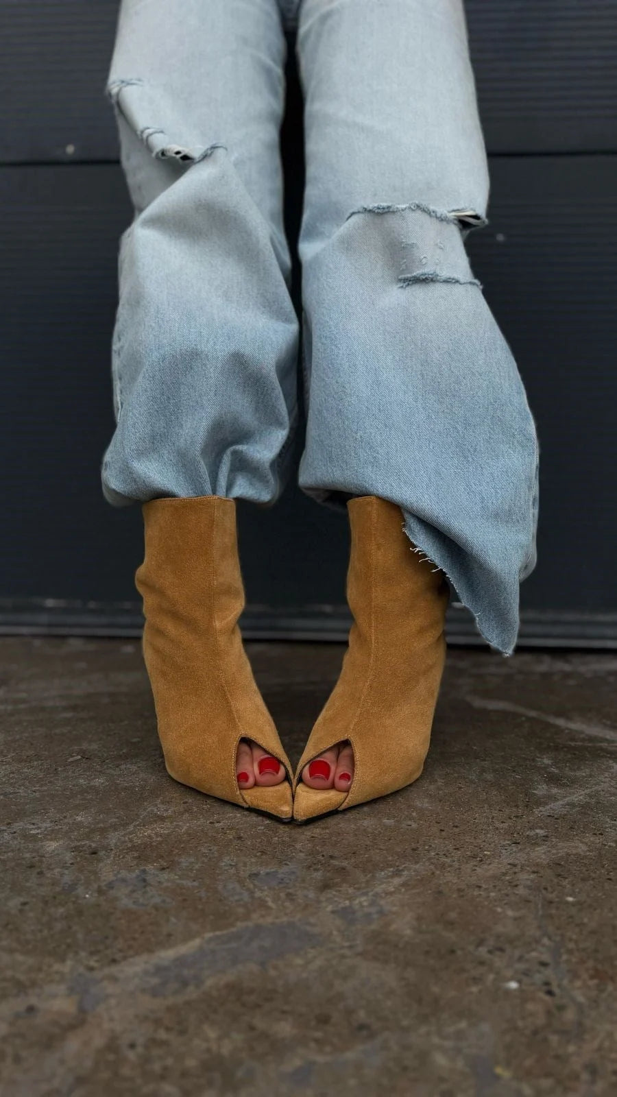 SOLÉVIA Mustard Suede Heeled Ankle Boots
