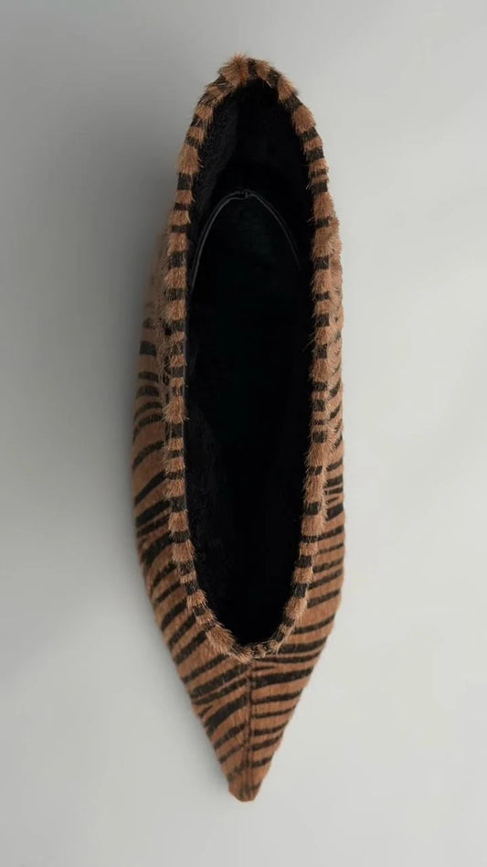 ZAVÉRIA Brown Zebra Suede Heeled Ankle Boots