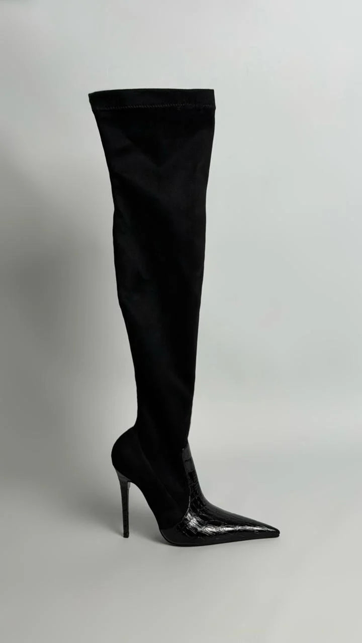 SAVÉLIA Black Patent Over-the-Knee Boots