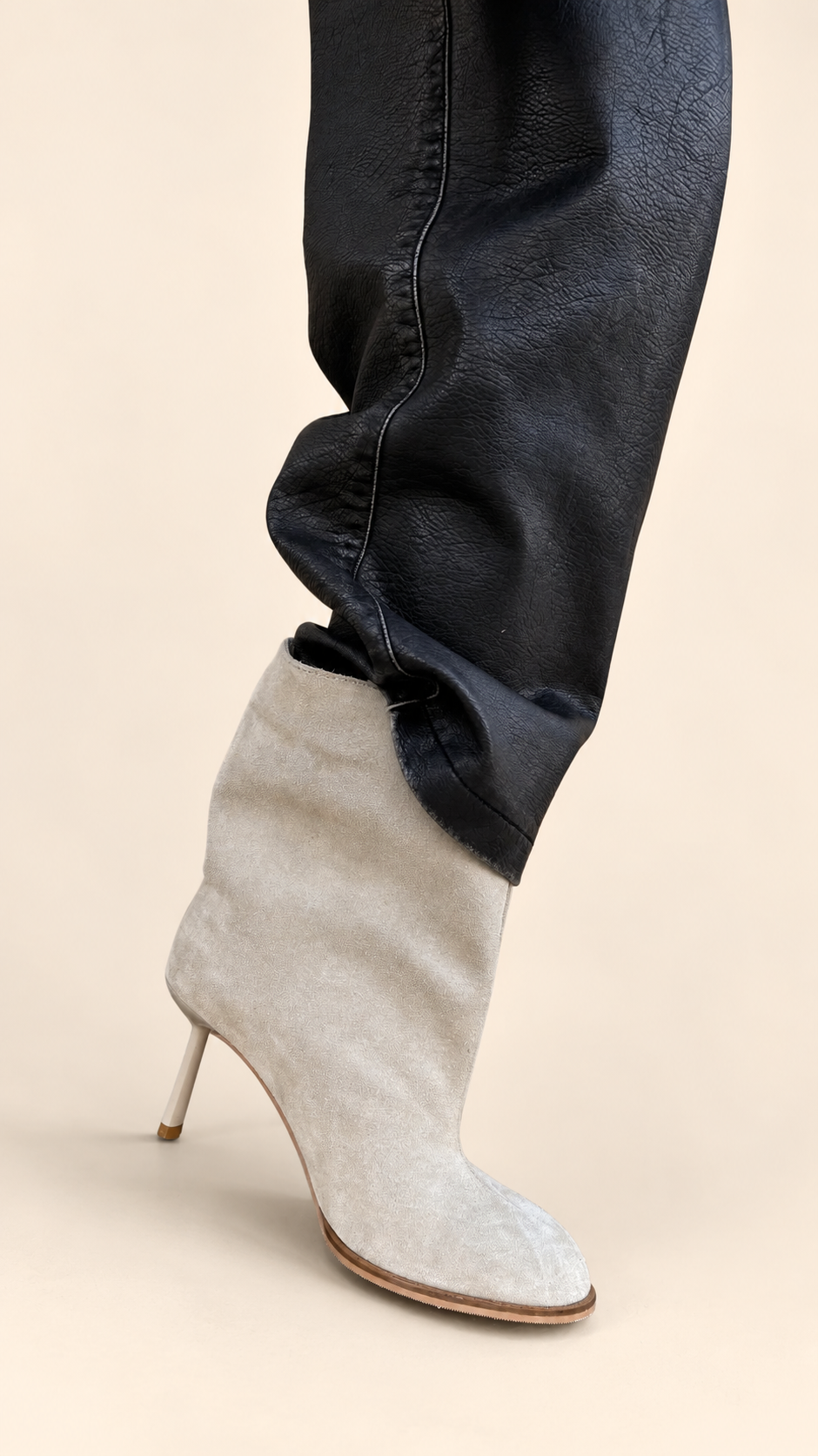 SORELIA Beige Suede Heeled Boots | LUMORA