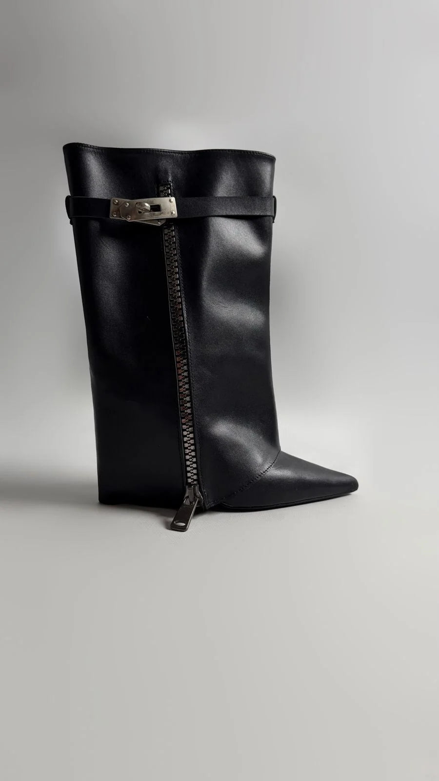 VALERÉN Black Leather Convertible Stiletto Boots