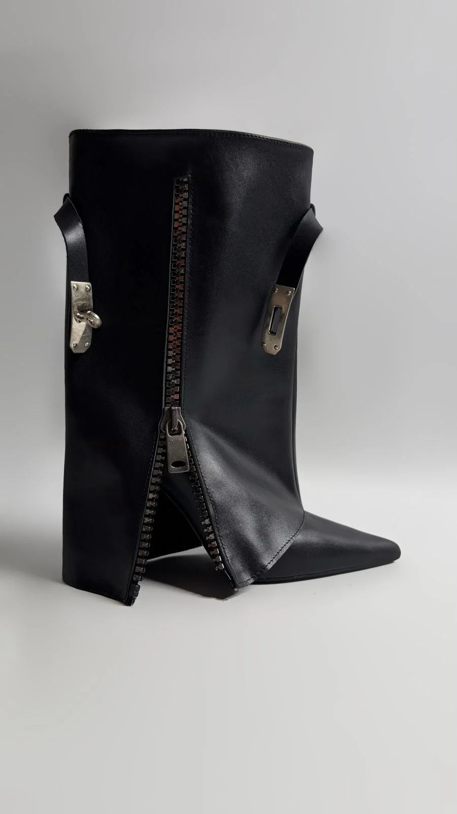 VALERÉN Black Leather Convertible Stiletto Boots