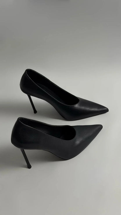 VALERÉN Black Leather Convertible Stiletto Boots