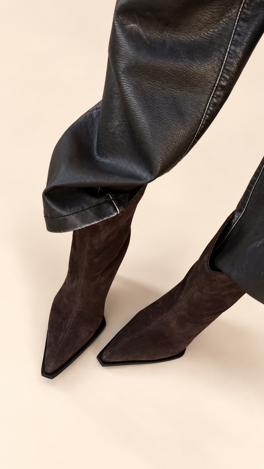 AVENORA Brown Suede Heeled Ankle Boots