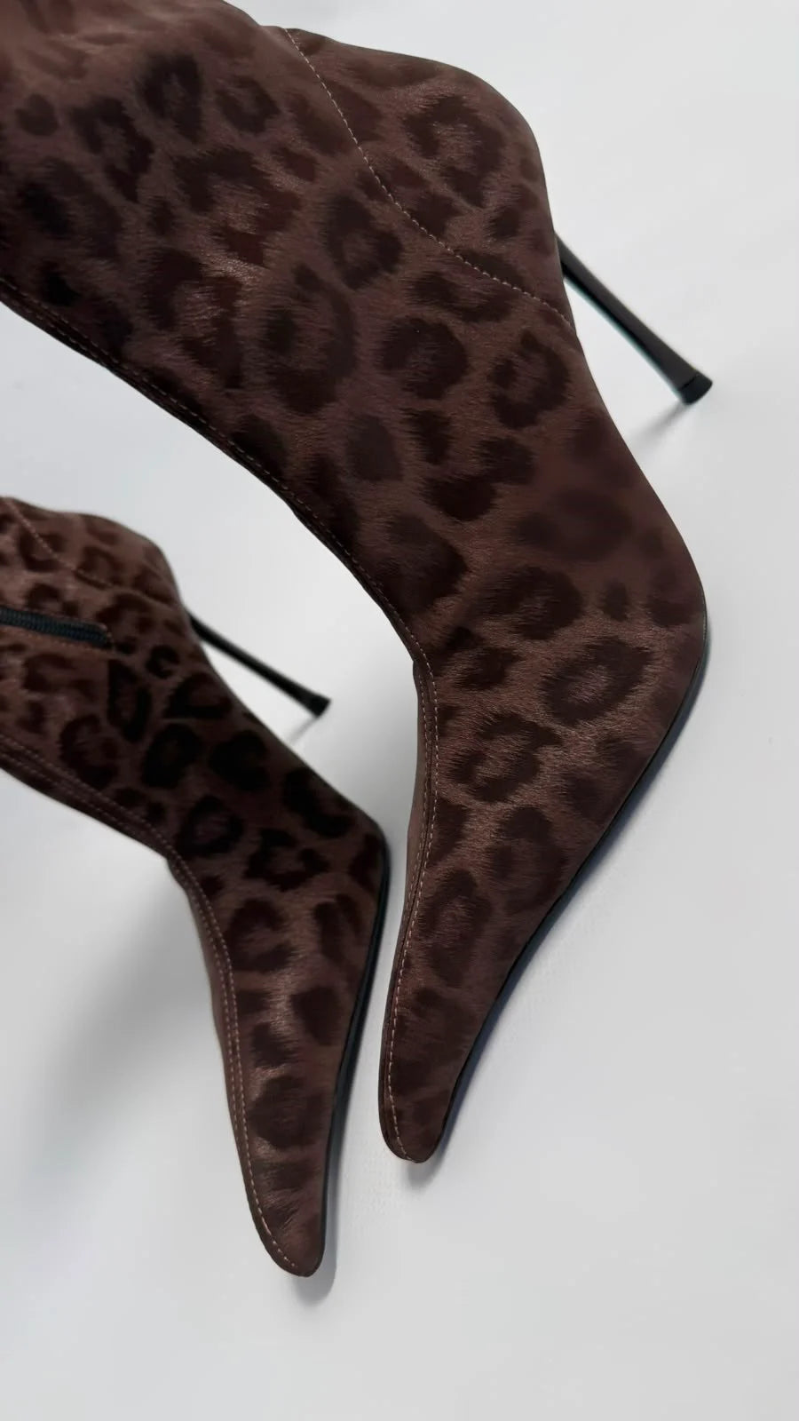 LEVARÉA Brown Leopard Stretch Heeled Boots