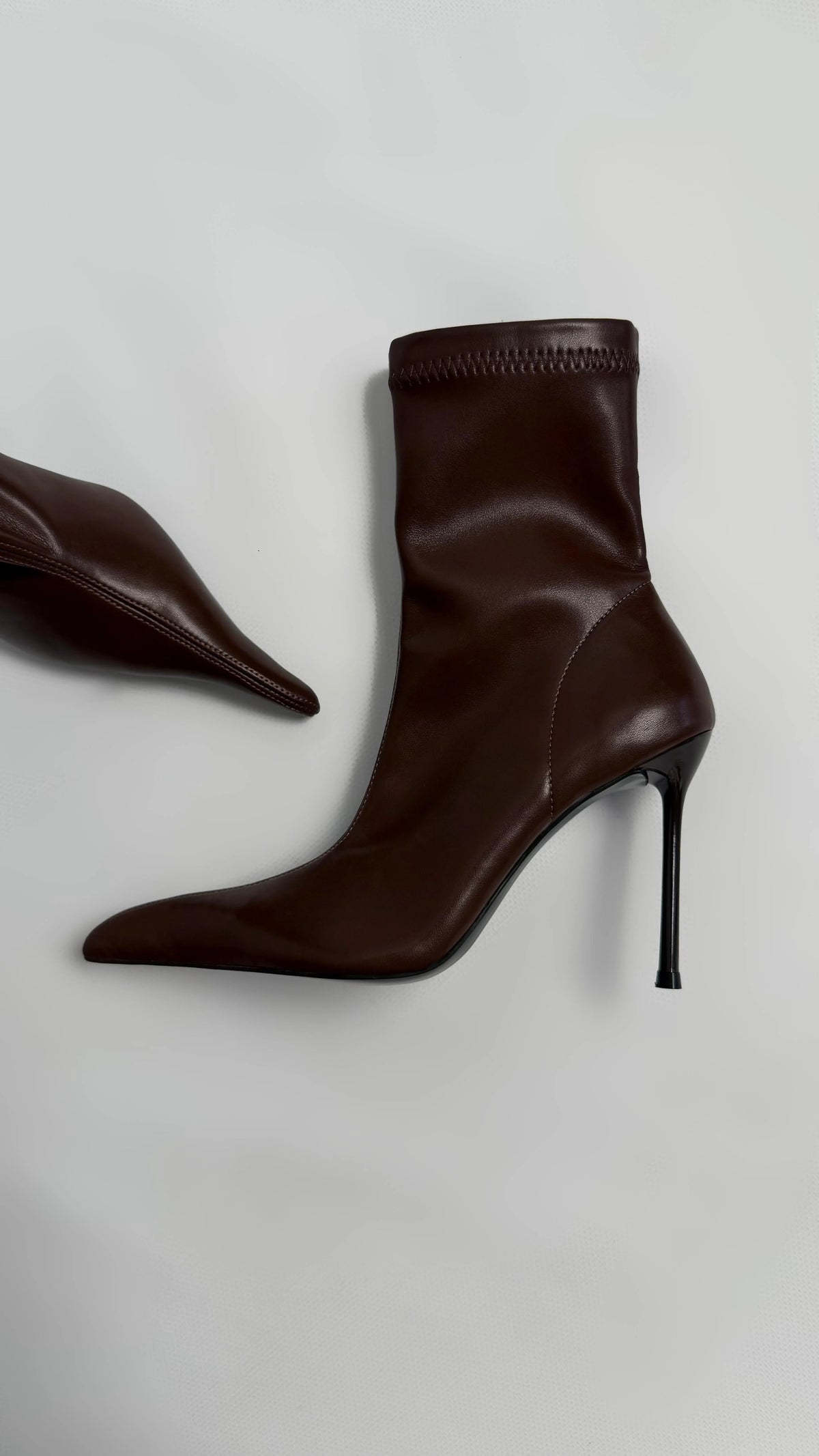 MIREVÉA Brown Stretch Heeled Boots