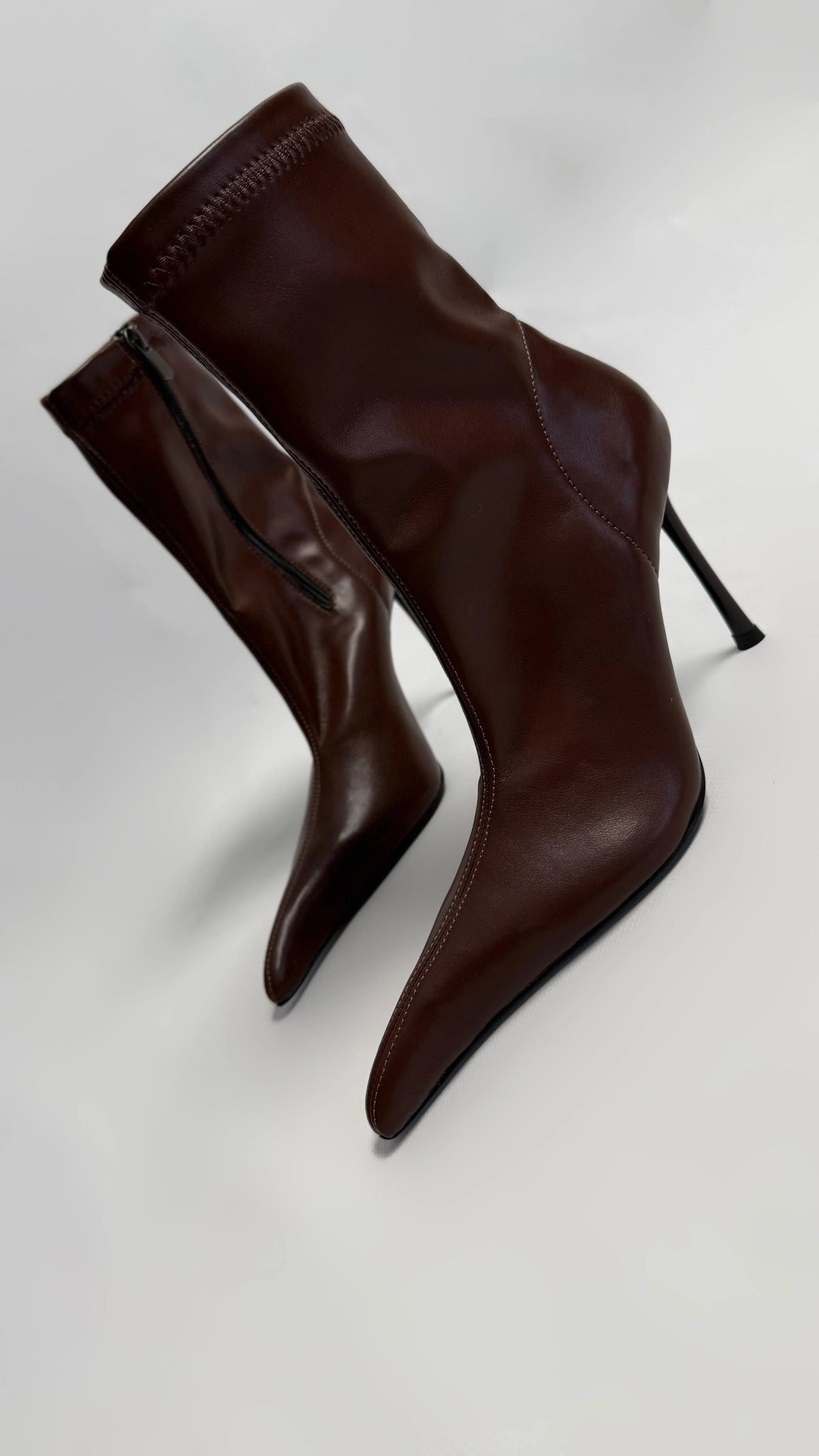 MIREVÉA Brown Stretch Heeled Boots