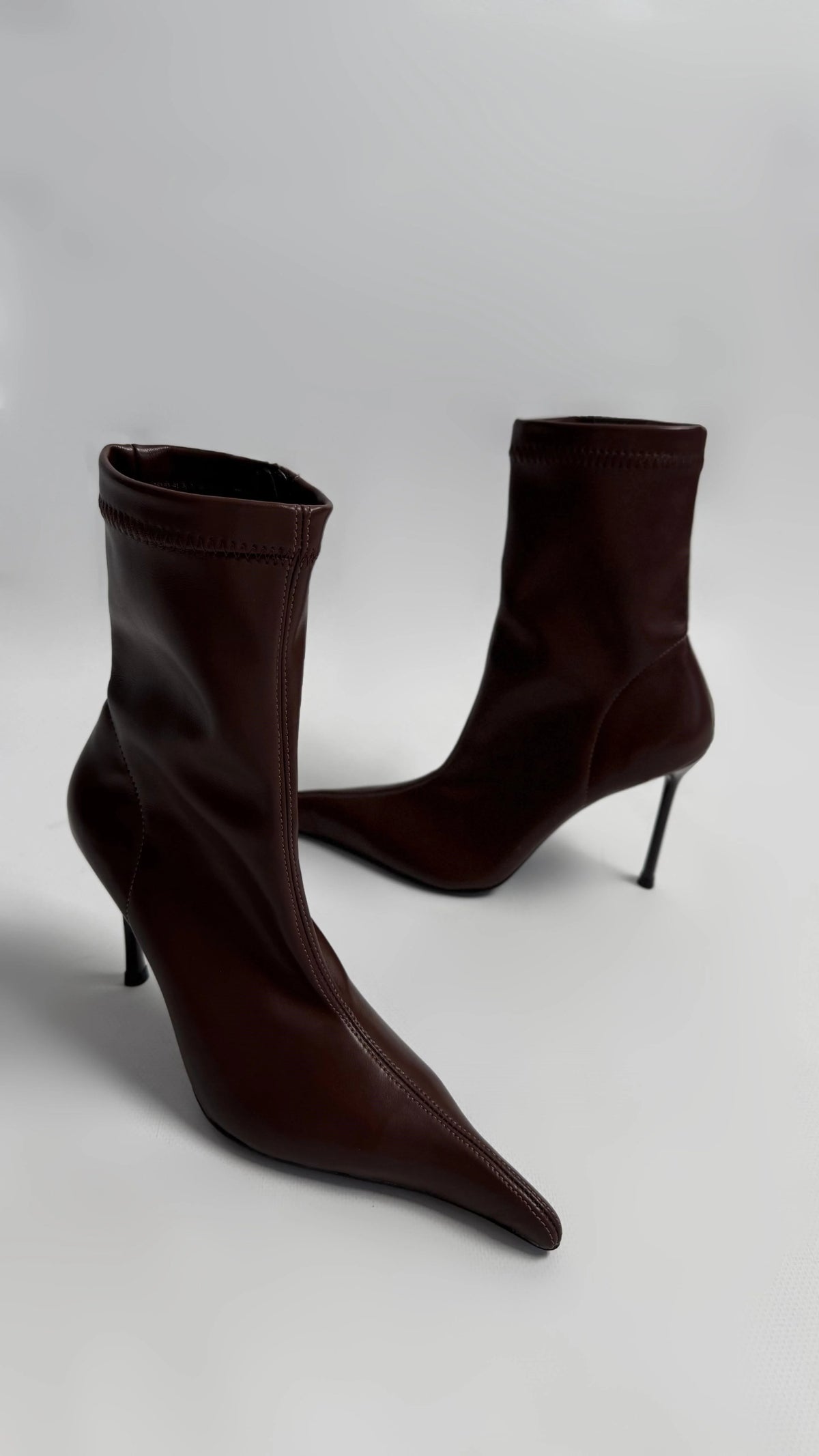 MIREVÉA Brown Stretch Heeled Boots