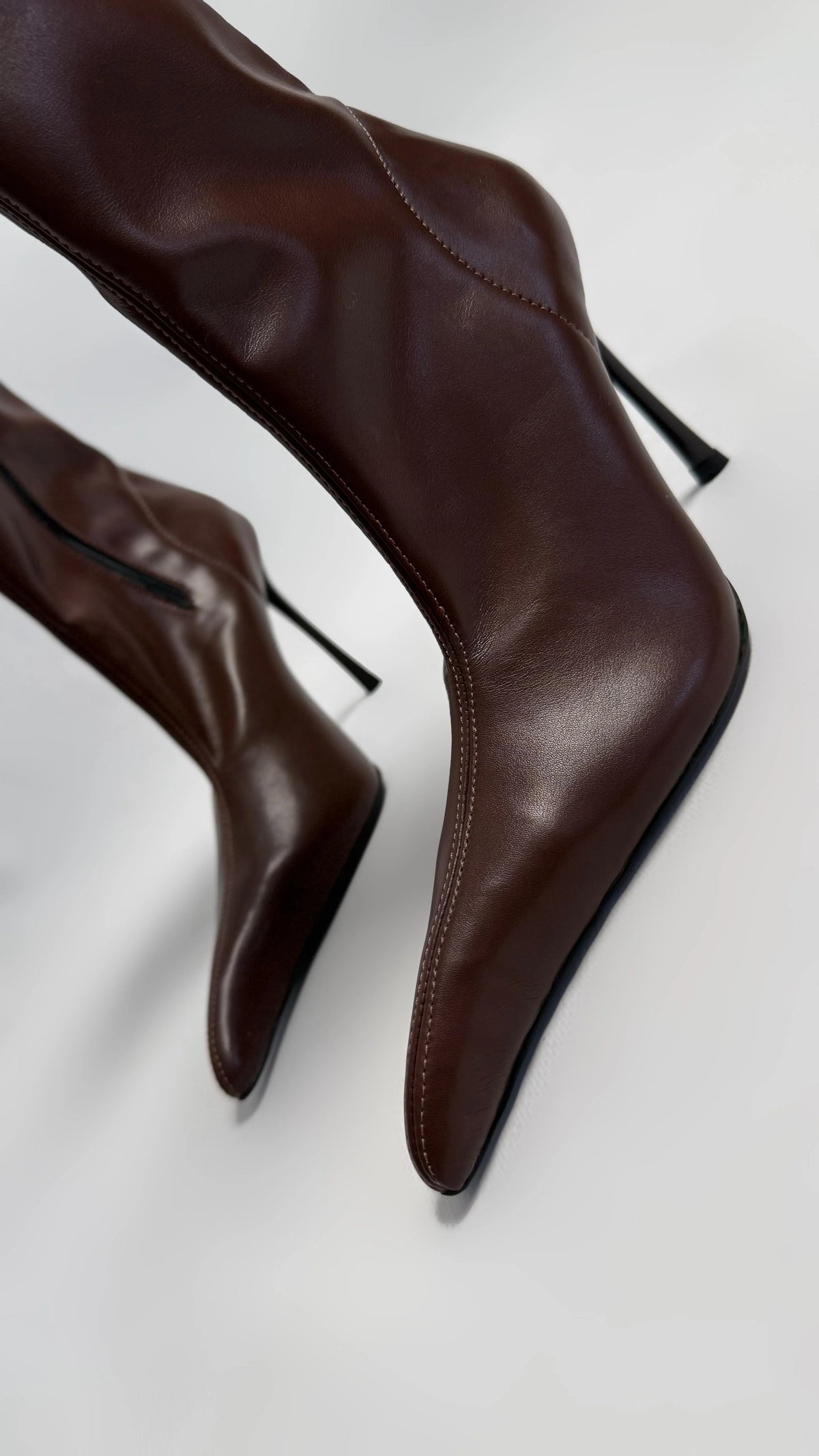 MIREVÉA Brown Stretch Heeled Boots