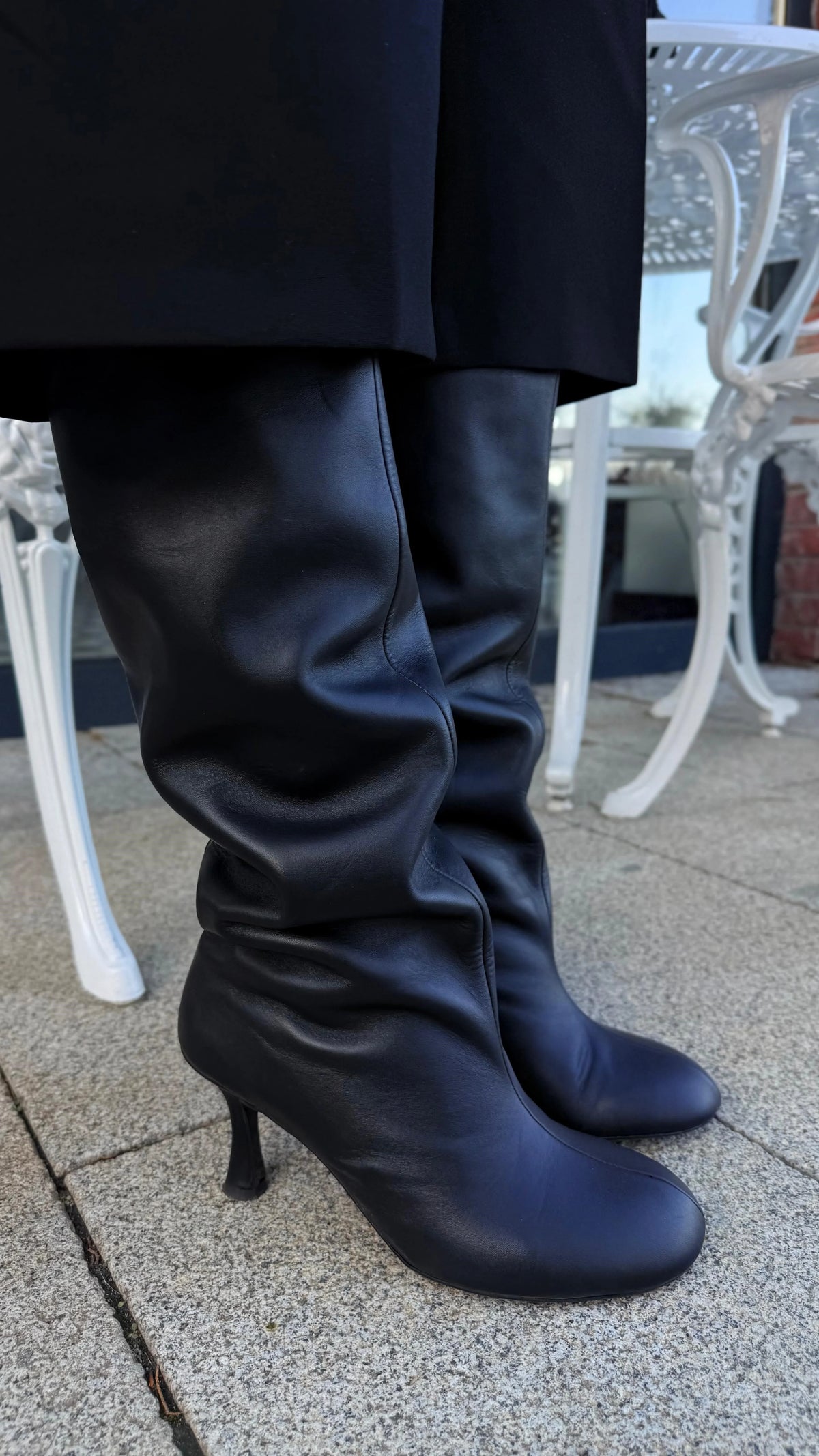 MAREVIA Black Leather Heeled Ankle Boots