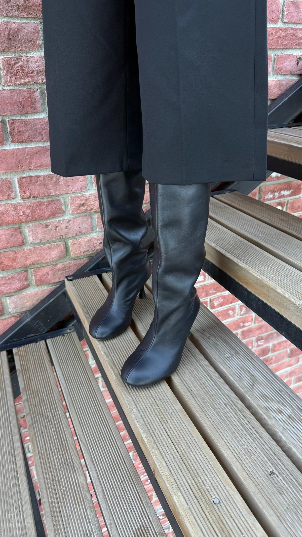 MAREVIA Black Leather Heeled Ankle Boots