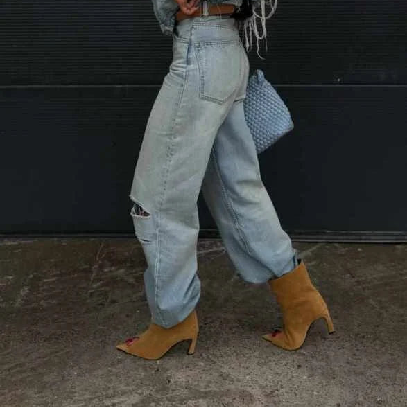 SOLÉVIA Mustard Suede Heeled Ankle Boots