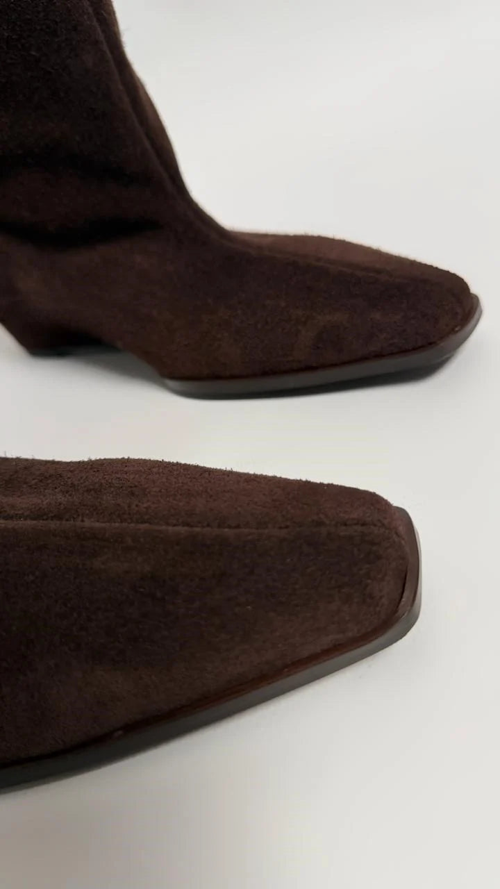 SAVERIA Brown Suede Hidden Heel Ankle Boots