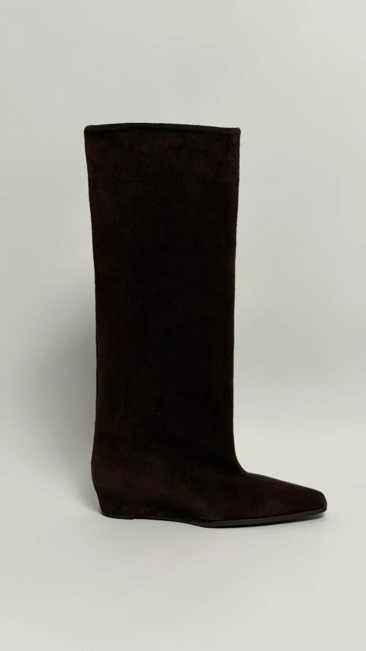SAVERIA Brown Suede Hidden Heel Ankle Boots