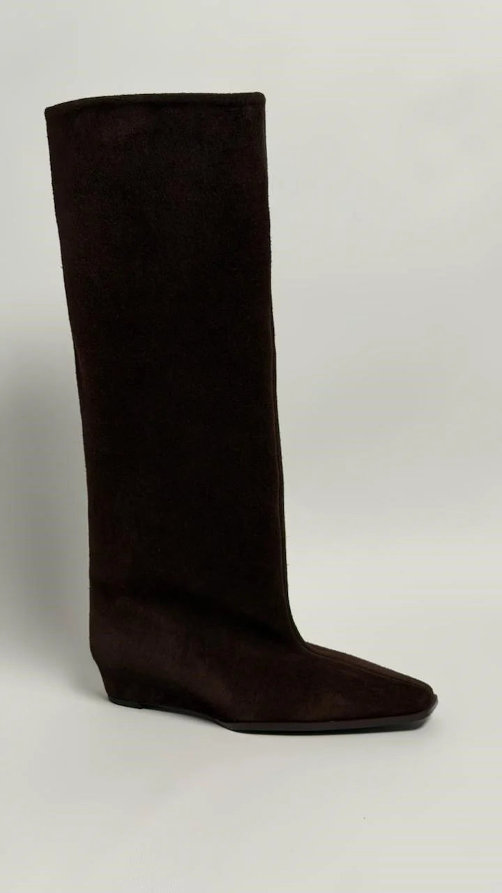 SAVERIA Brown Suede Hidden Heel Ankle Boots