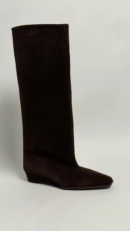 SAVERIA Brown Suede Hidden Heel Ankle Boots
