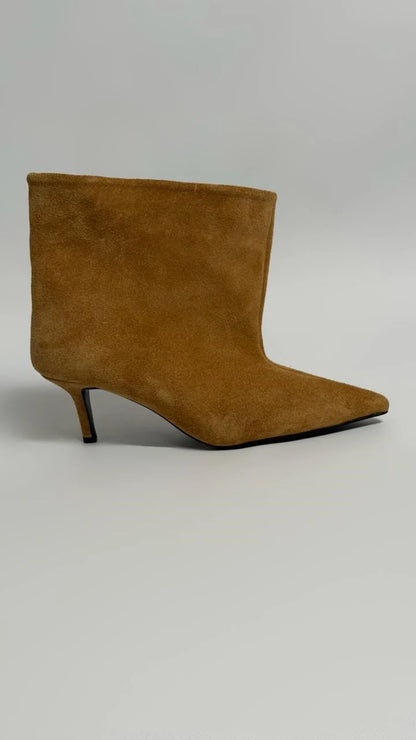 Bottines à talons en daim moutarde LAVENZA