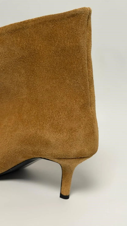 Bottines à talons en daim moutarde LAVENZA