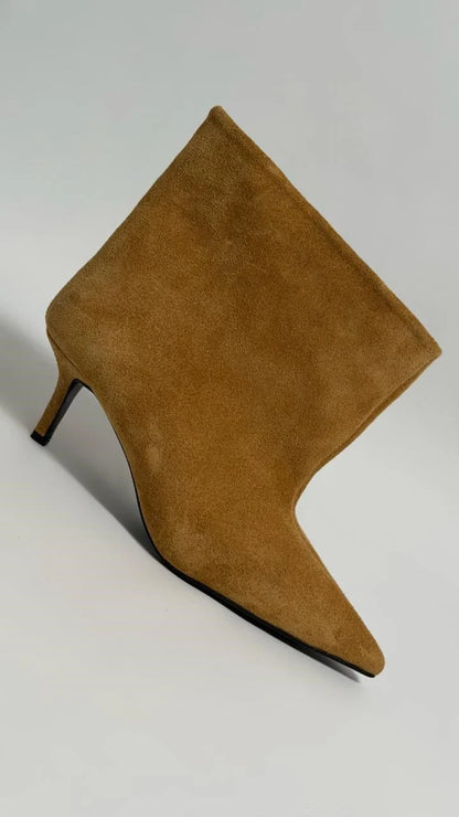 Bottines à talons en daim moutarde LAVENZA