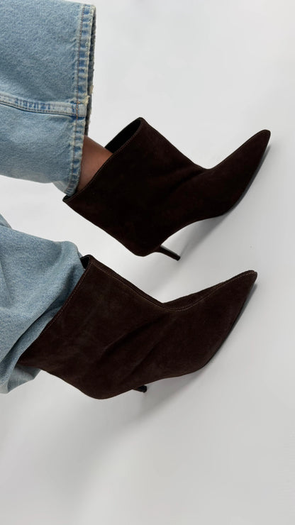 VARESSA Brown Suede Heeled Boots