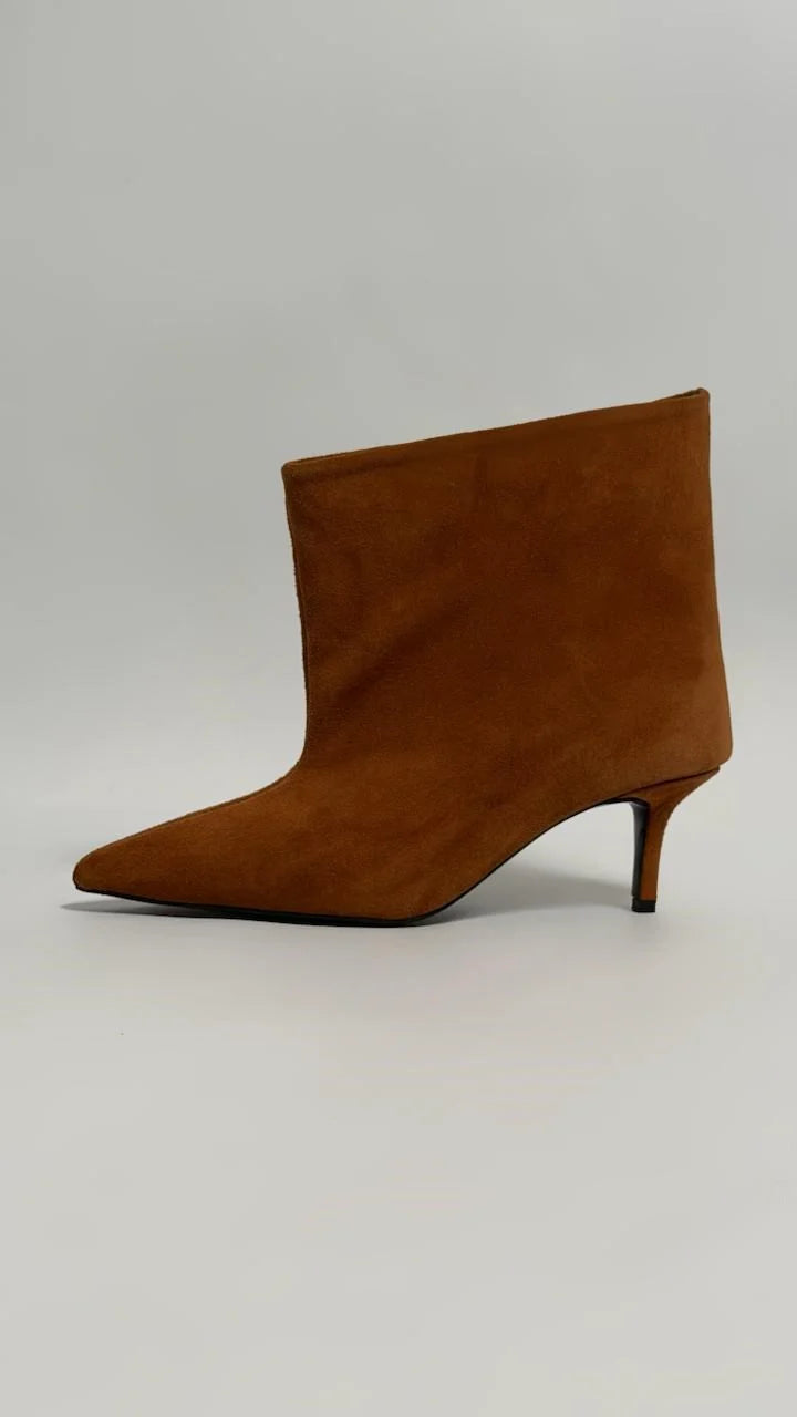 AURELIA Tan Suede Heeled Ankle Boots