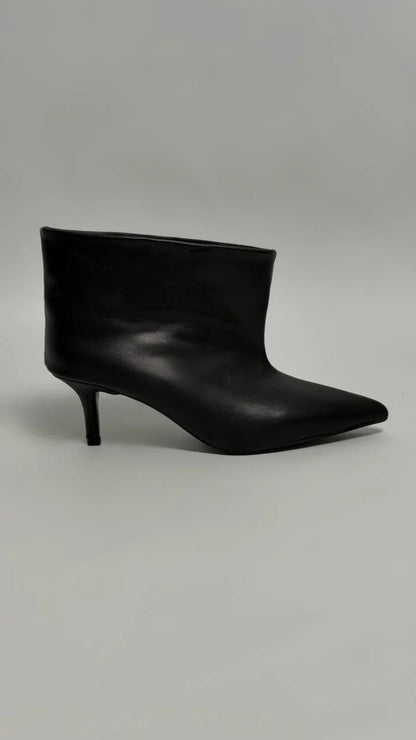 VELENZA Black Leather Heeled Ankle Boots