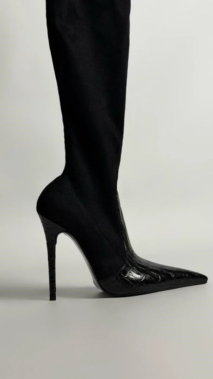SAVÉLIA Black Patent Over-the-Knee Boots