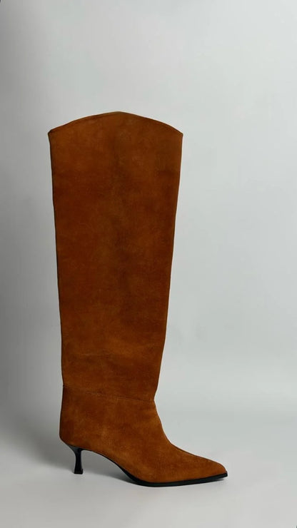 AURELIS Tan Suede Leather Heeled Boots
