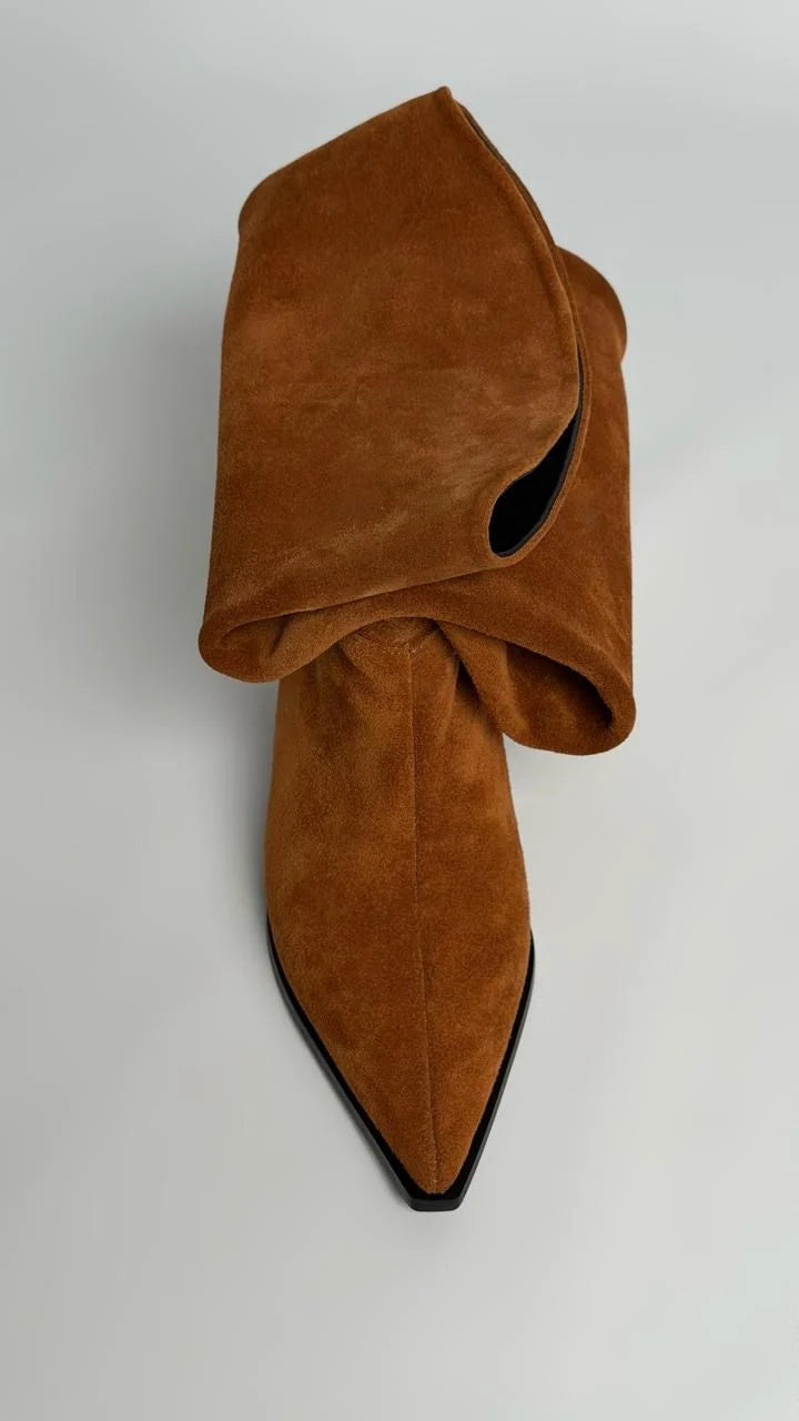 AURELIS Tan Suede Leather Heeled Boots