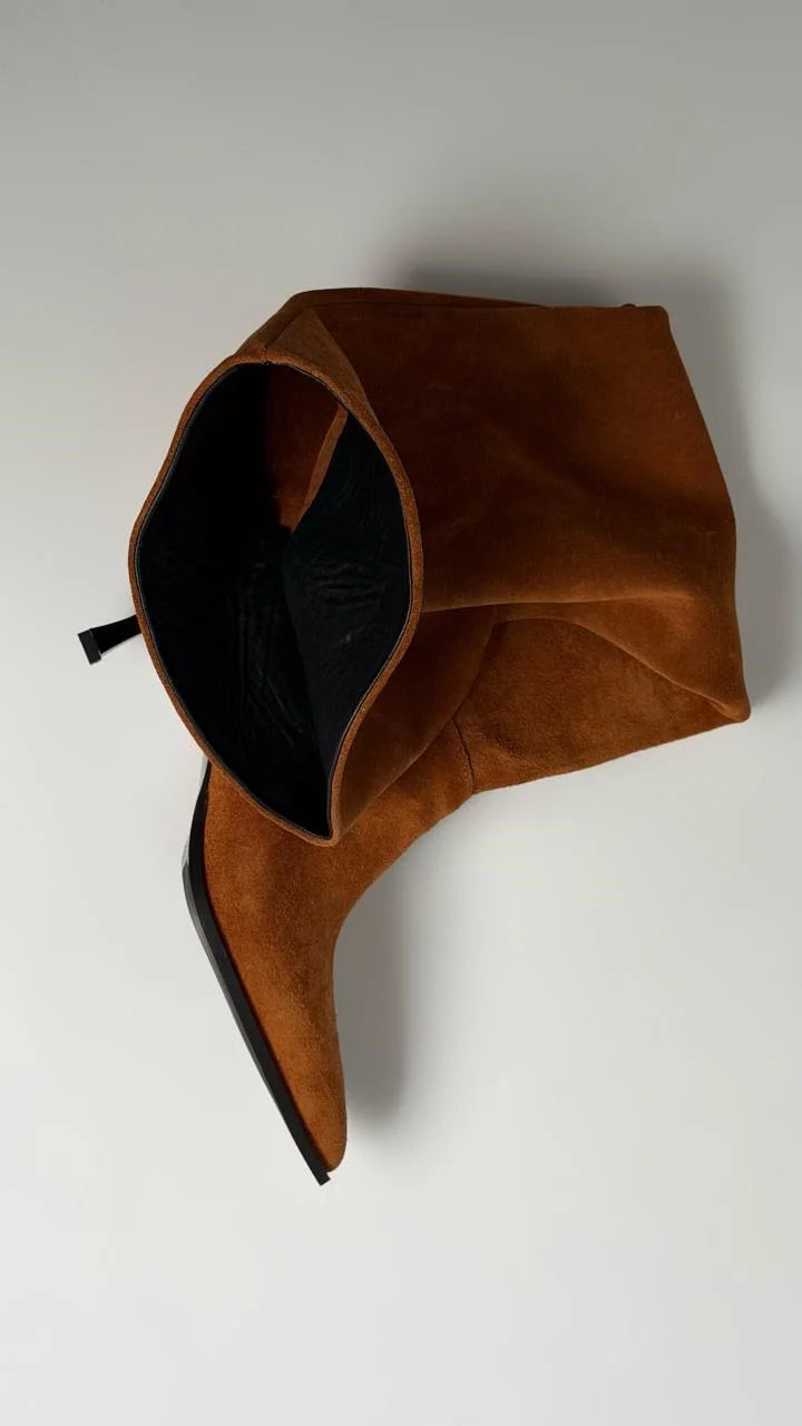 AURELIS Tan Suede Leather Heeled Boots