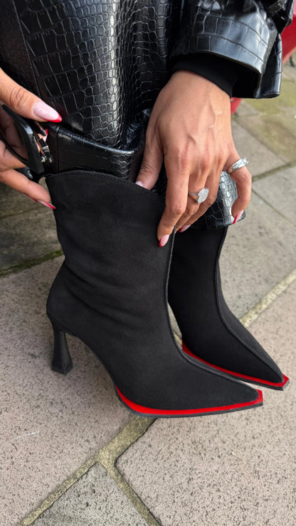 ARVELIA Black Suede Leather Knee-High Boots