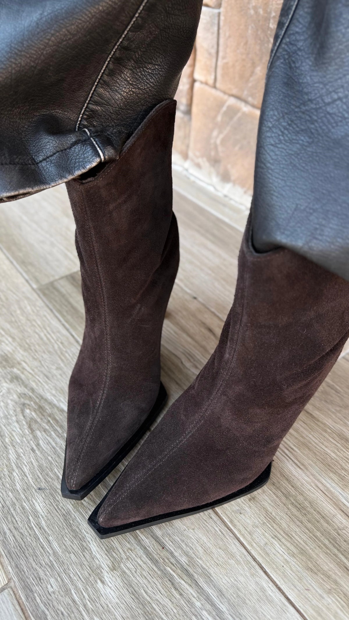 AVENORA Brown Suede Heeled Ankle Boots