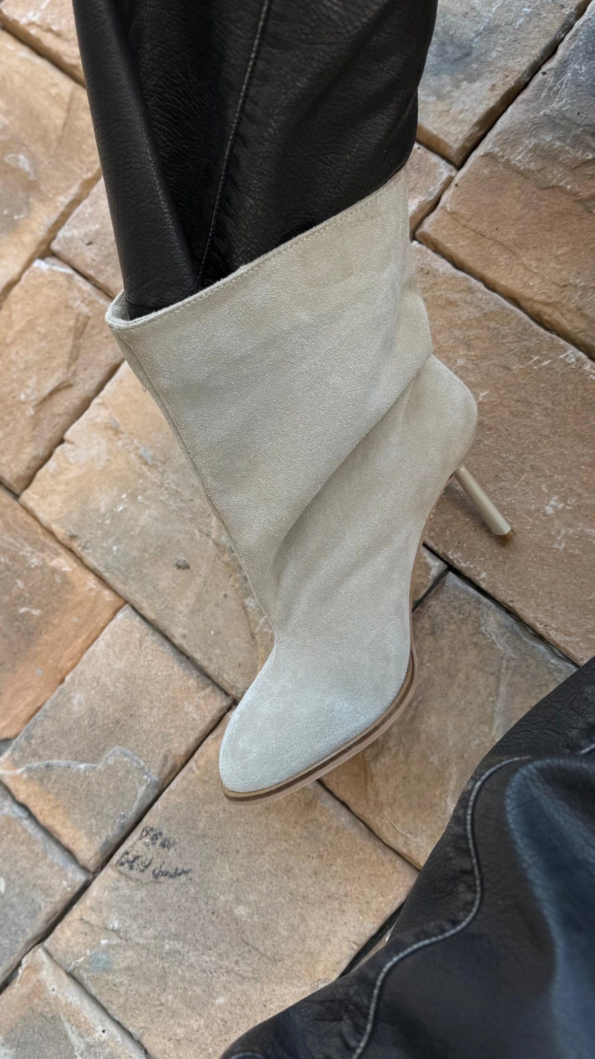 SORELIA Beige Suede Heeled Boots | LUMORA